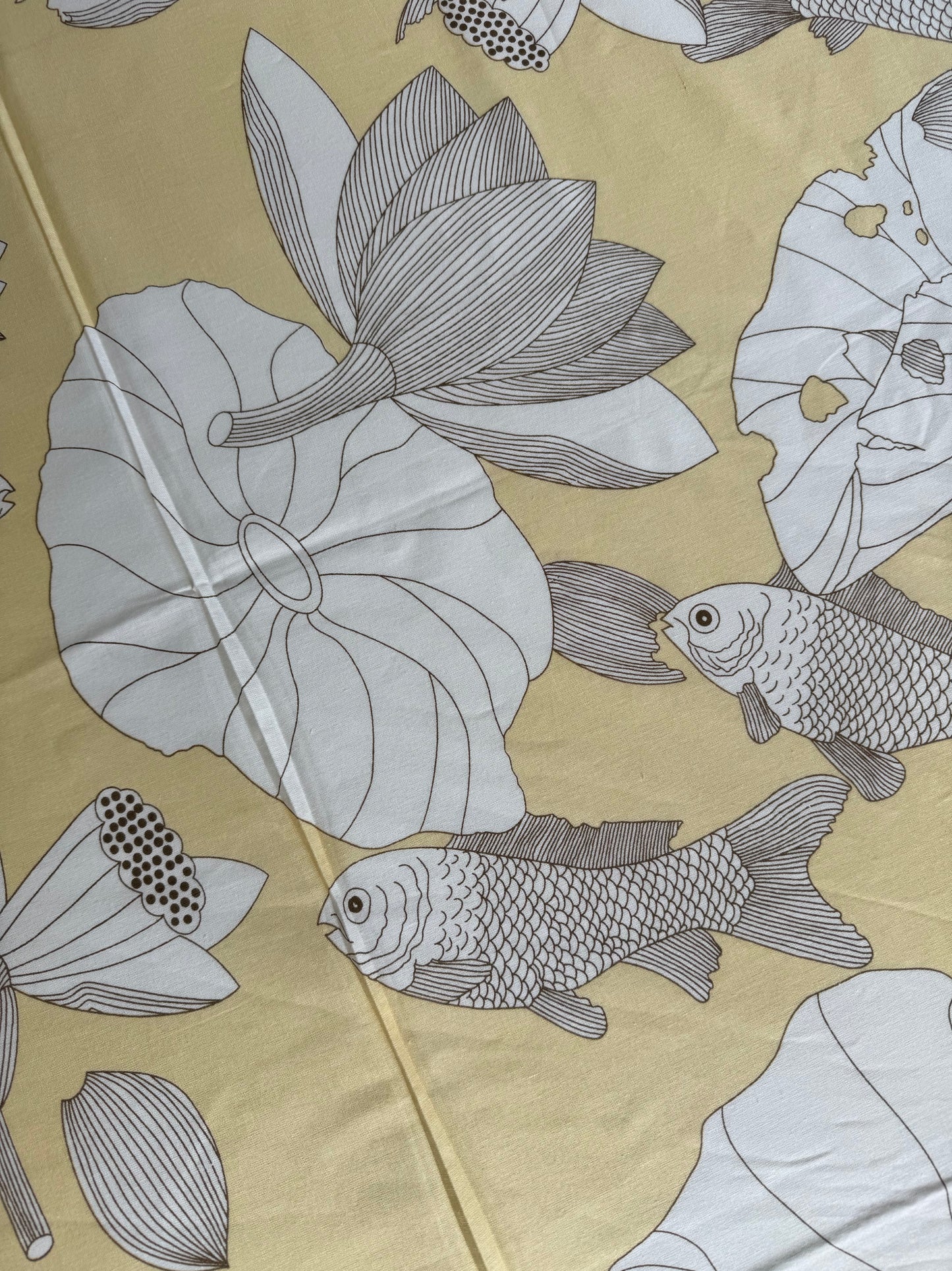 Pale Yellow Lily Pad & Fish Tablecloth