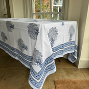 Blue Tree Hand Block Print Tablecloth