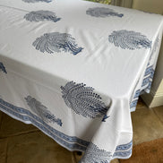 Blue Tree Hand Block Print Tablecloth