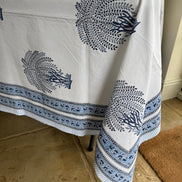 Blue Tree Hand Block Print Tablecloth