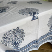 Blue Tree Hand Block Print Tablecloth