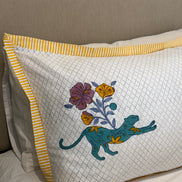 Floral Ochre Leopard Block Printed Pillowcase