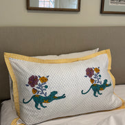 Floral Ochre Leopard Block Printed Pillowcase