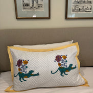 Floral Ochre Leopard Block Printed Pillowcase