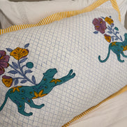 Floral Ochre Leopard Block Printed Pillowcase