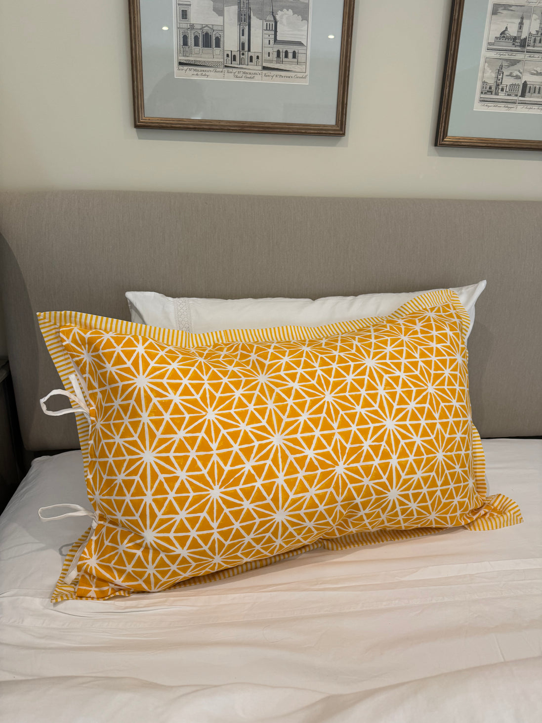 Floral Ochre Leopard Block Printed Pillowcase
