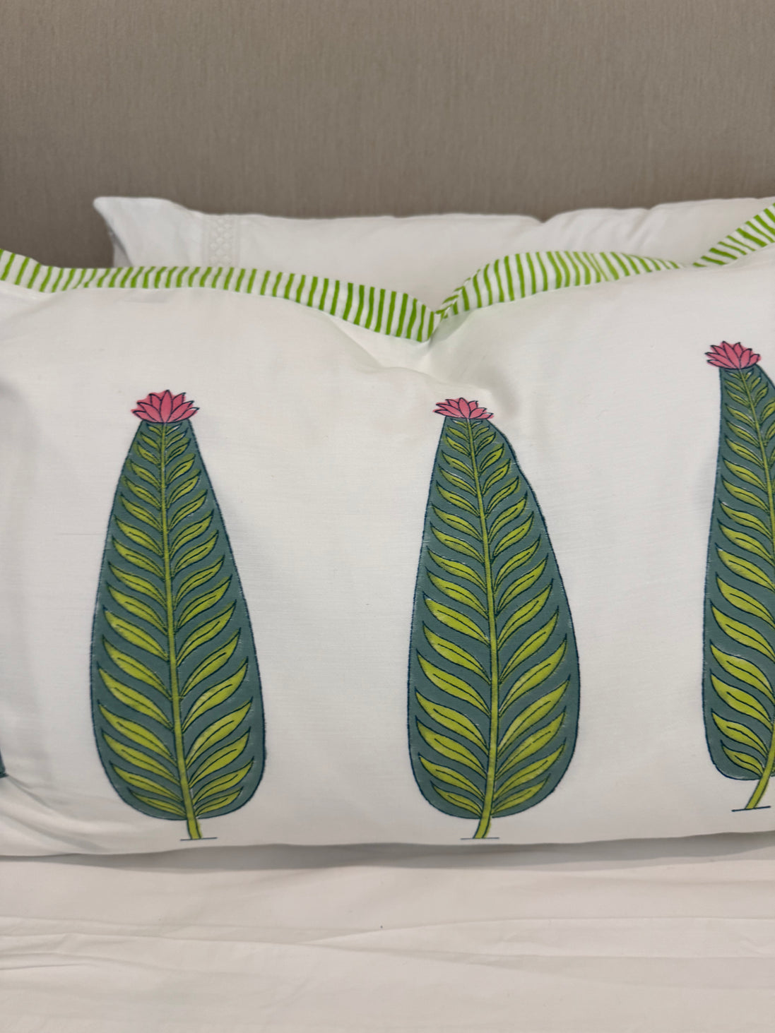 Pink Cypress Block Printed Pillowcase