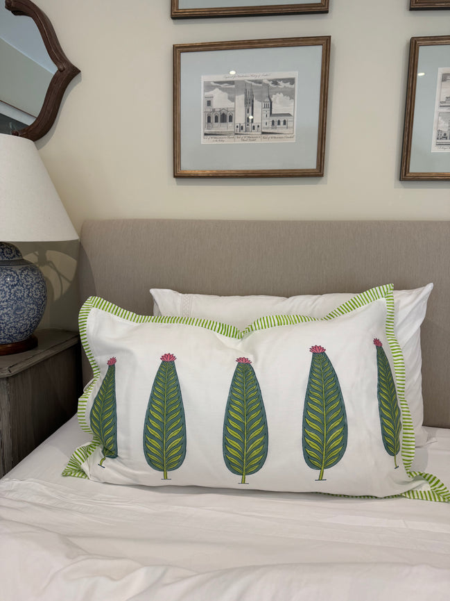 Pink Cypress Block Printed Pillowcase