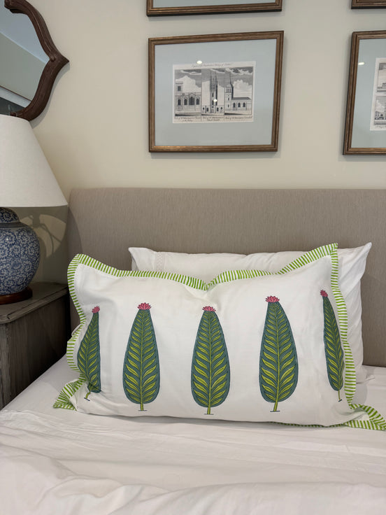 Pink Cypress Block Printed Pillowcase