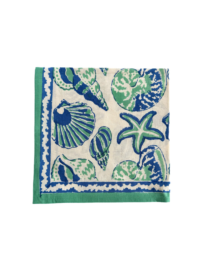 Green & Blue Shell/Starfish Napkins - Set of 4