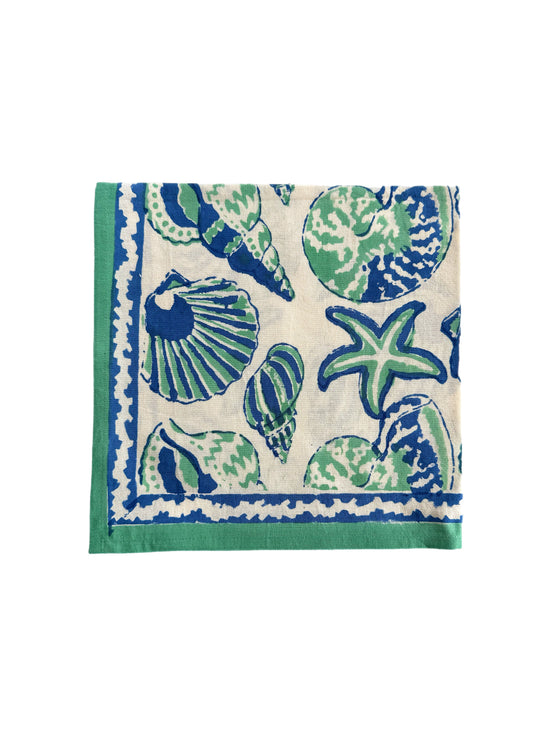 Green & Blue Shell/Starfish Napkins - Set of 4