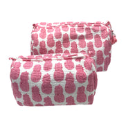 'Pink Pineapple' Block Printed Sponge Bag/Washbag