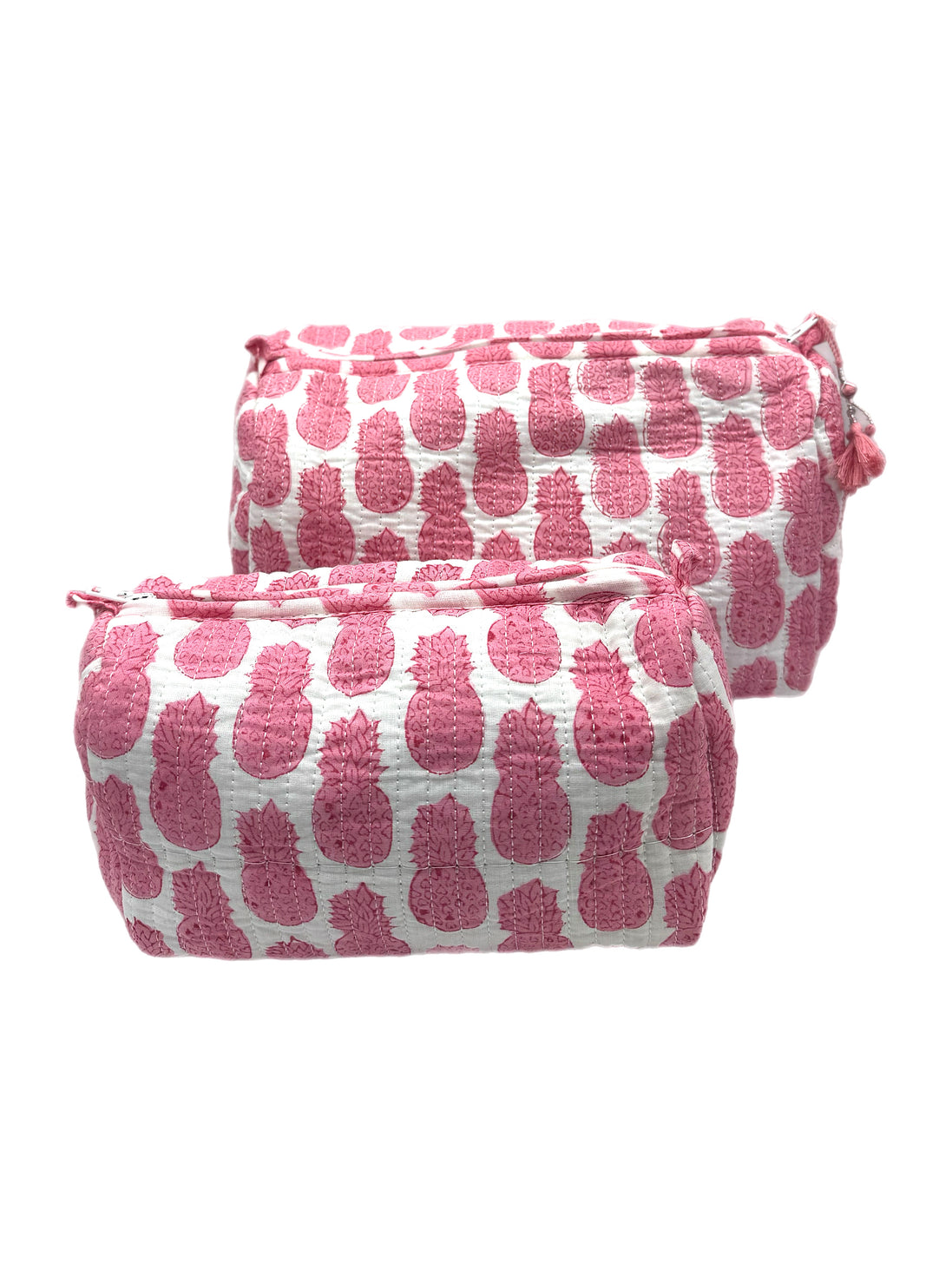 'Pink Pineapple' Block Printed Sponge Bag/Washbag