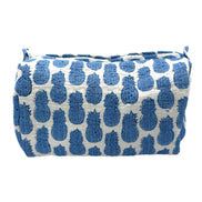 'Blue Pineapple' Block Printed Sponge Bag/Washbag