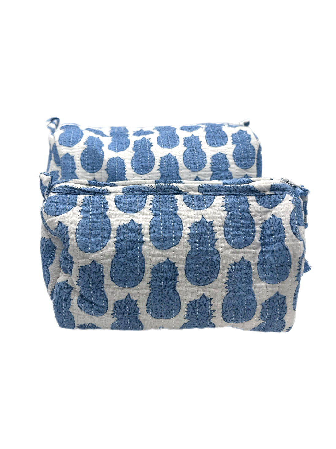 'Blue Pineapple' Block Printed Sponge Bag/Washbag