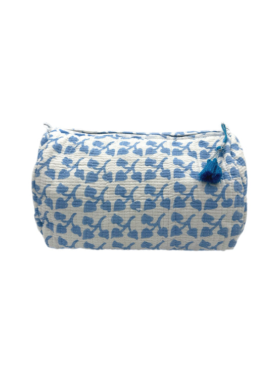 'Blue Leaf' Block Printed Sponge Bag/Washbag