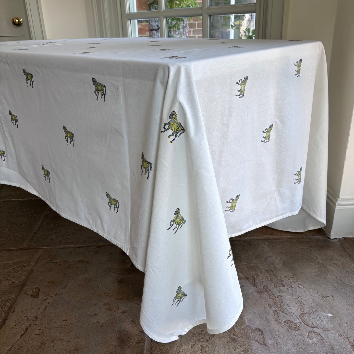 Horse Hand Block Printed Sheet/Tablecloth