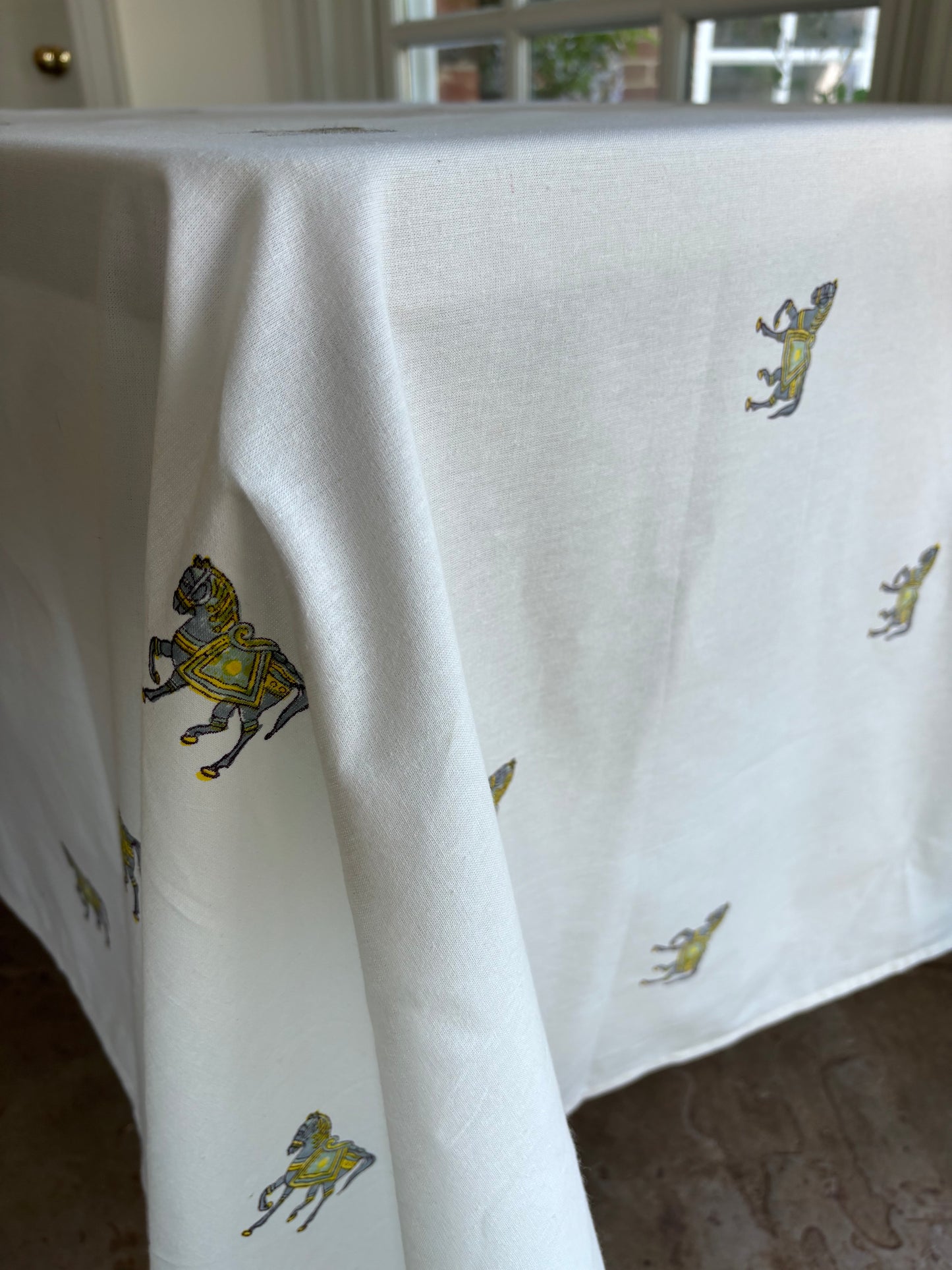 Horse Hand Block Printed Sheet/Tablecloth