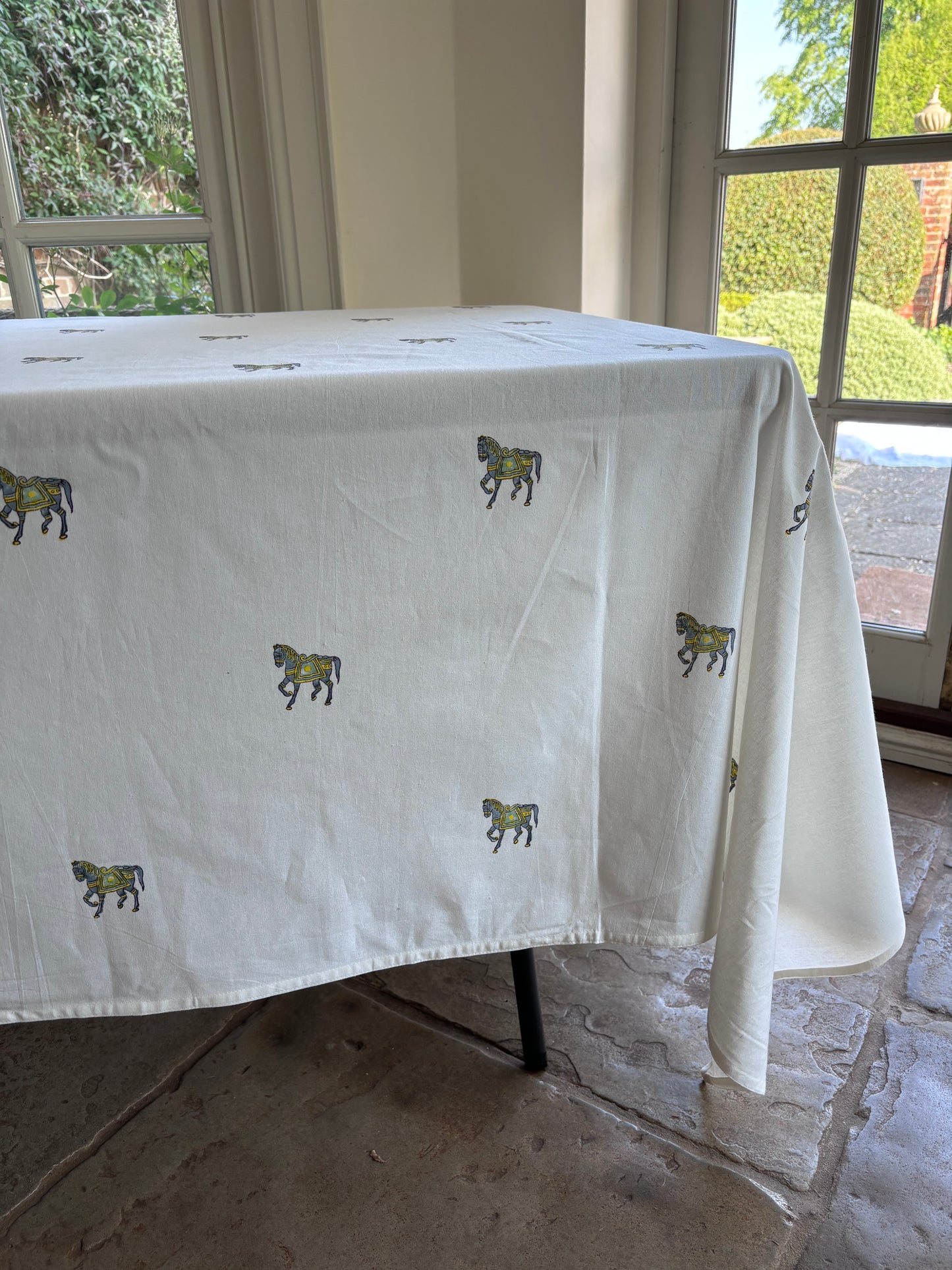 Horse Hand Block Printed Sheet/Tablecloth