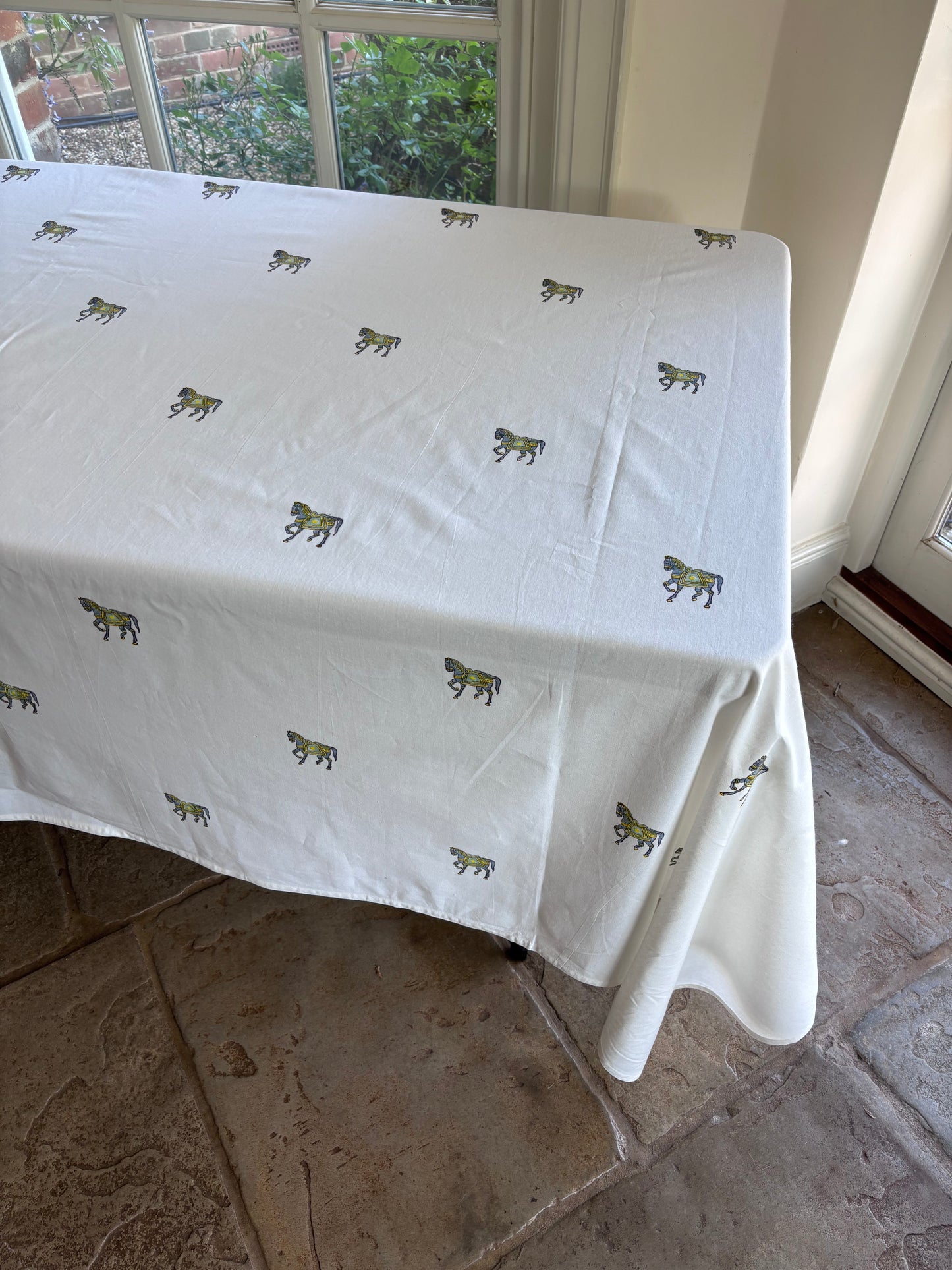 Horse Hand Block Printed Sheet/Tablecloth