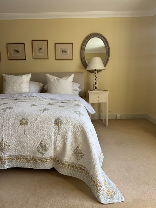 Yellow Palm Bedspread/Quilt