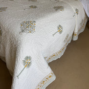 Yellow Palm Bedspread/Quilt