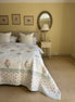 Blue & Ochre Palmtree Bedspread/Quilt