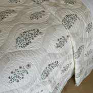 Pink & Green Foliage Bedspread/Quilt