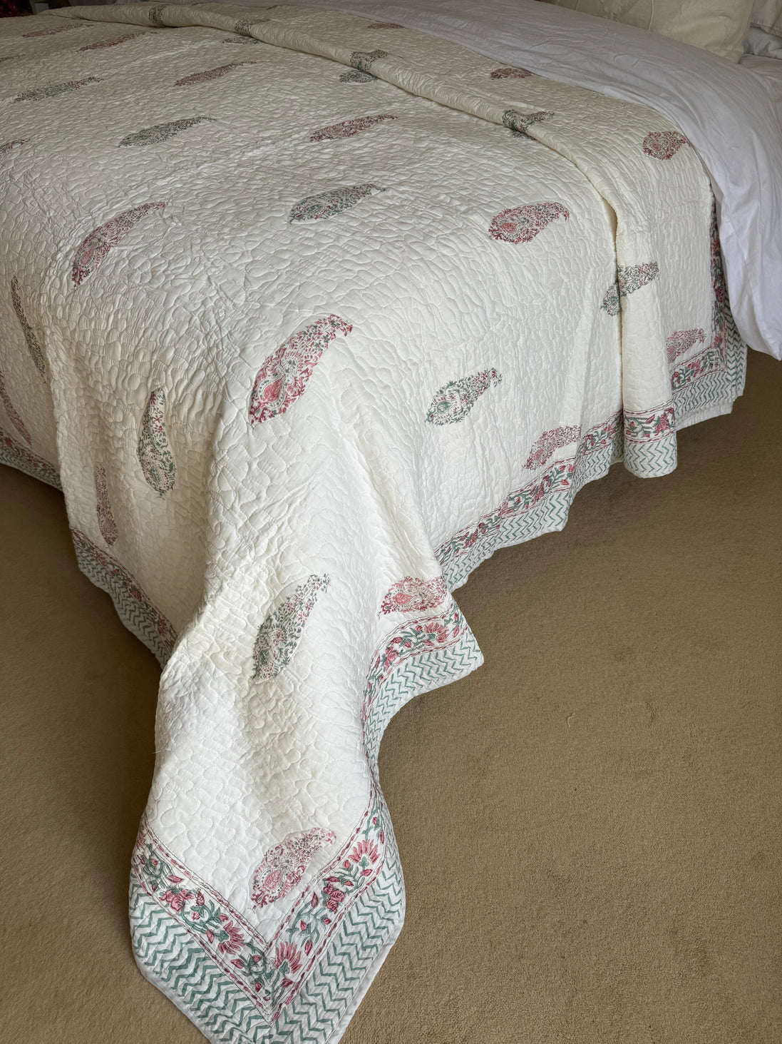 Pink & Green Cypress Bedspread/Quilt