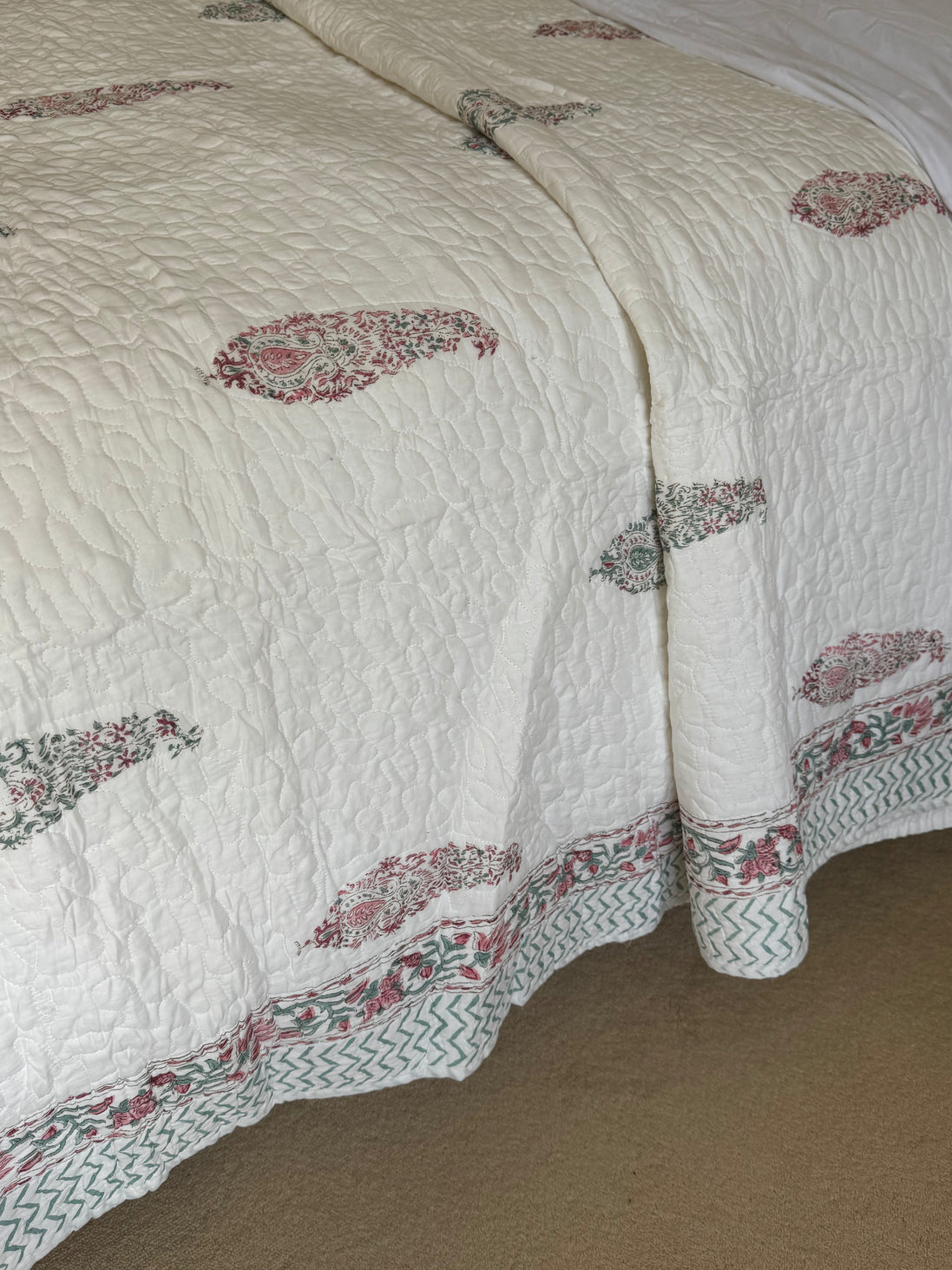 Pink & Green Cypress Bedspread/Quilt
