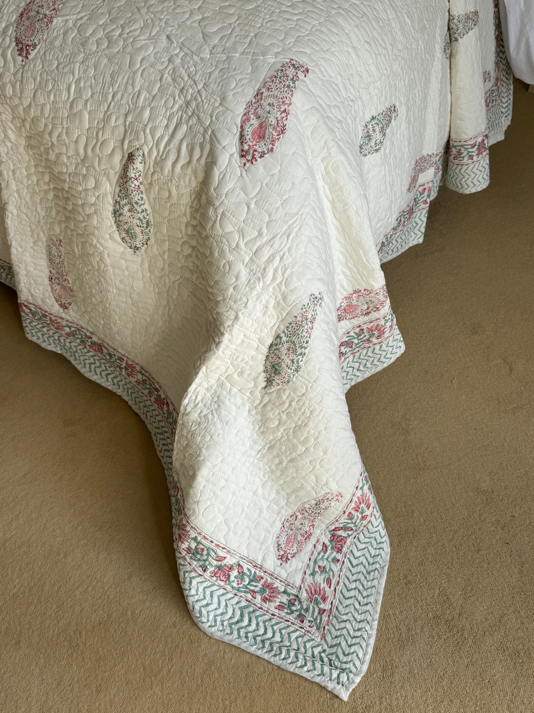 Pink & Green Cypress Bedspread/Quilt