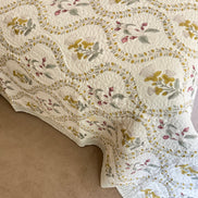 Pink & Yellow Foliage Shield Bedspread/Quilt