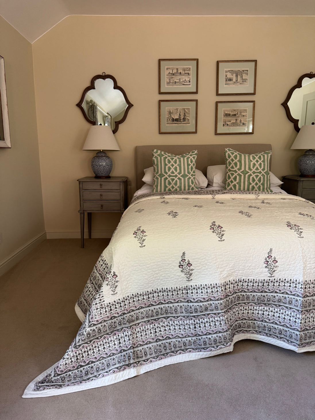 Pink Flower Bedspread/Quilt
