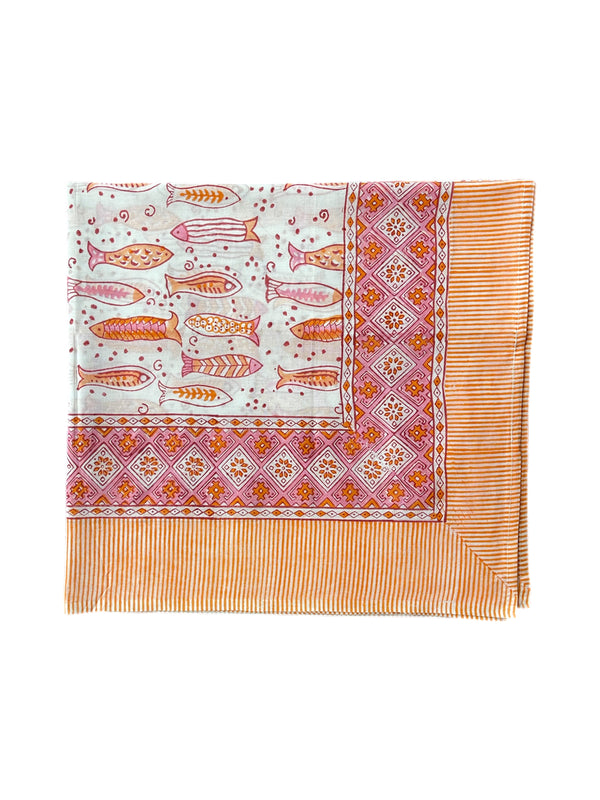 'Coral Fish' Hand Block Printed Sarong