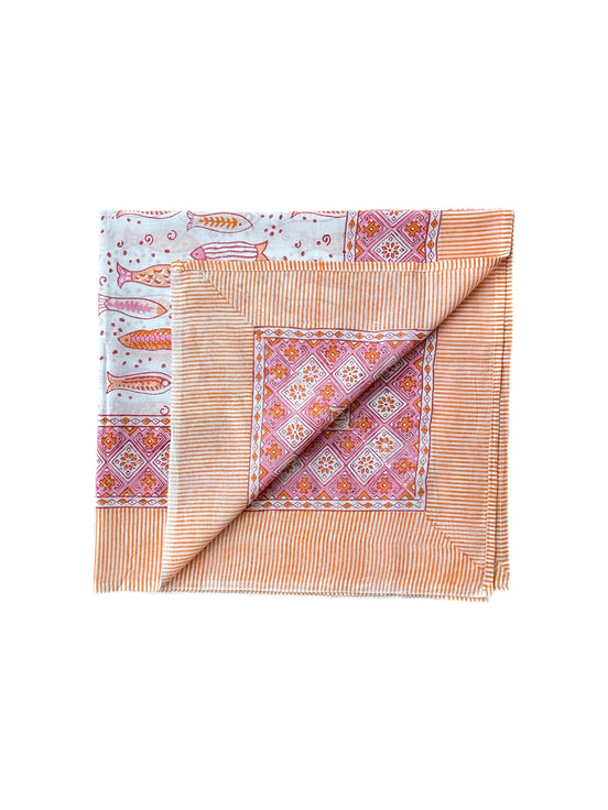 'Coral Fish' Hand Block Printed Sarong