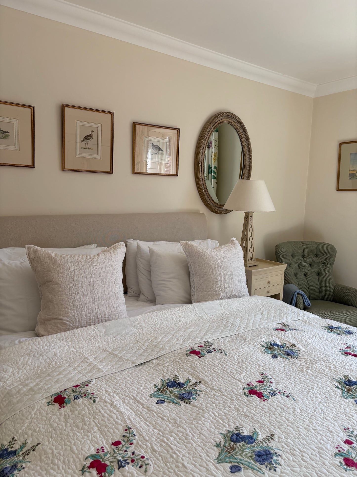 Pink and Blue Flower Bedspread