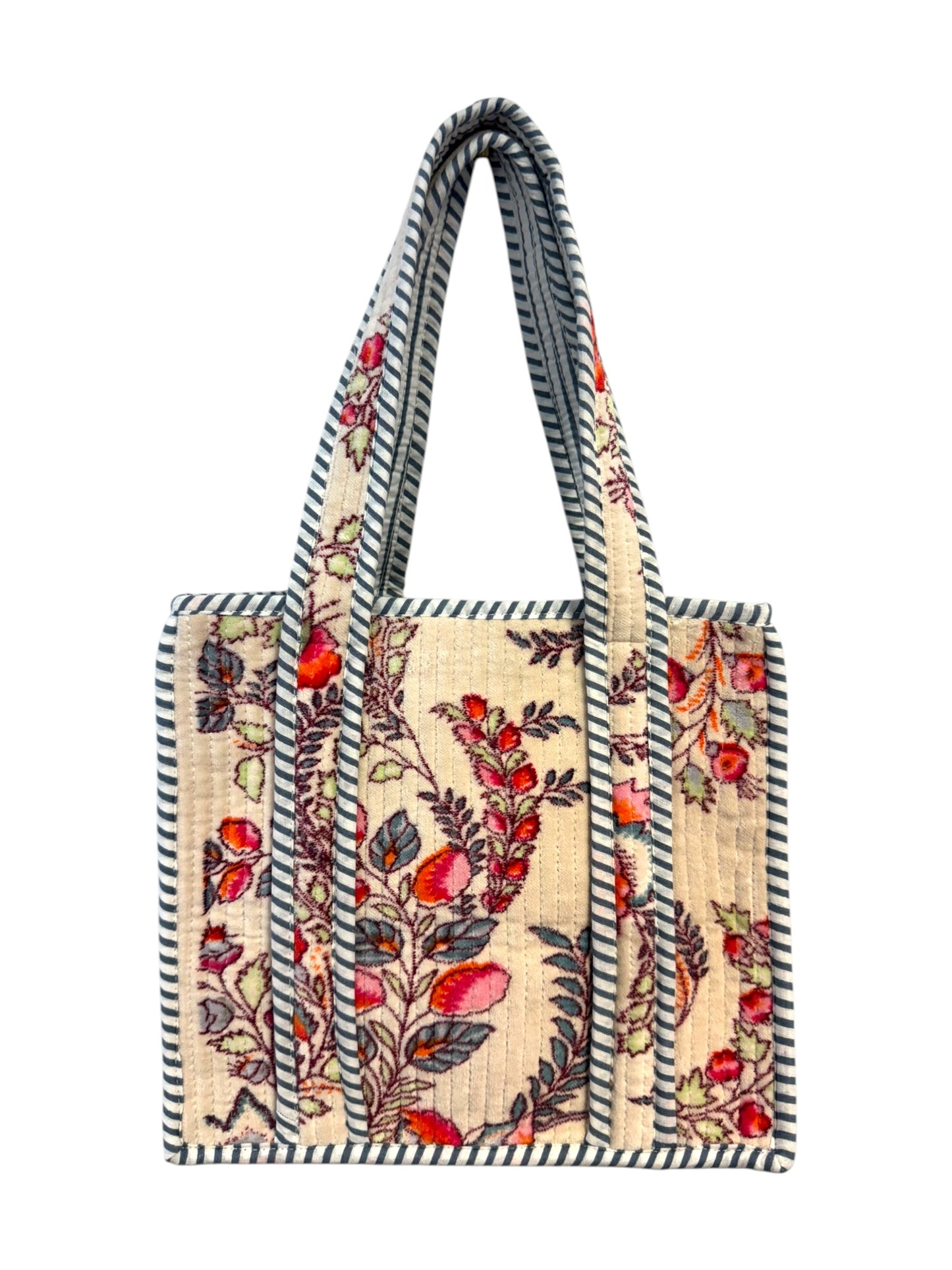 Mini Velvet 'Orange & Pink' Block Print Tote Bag