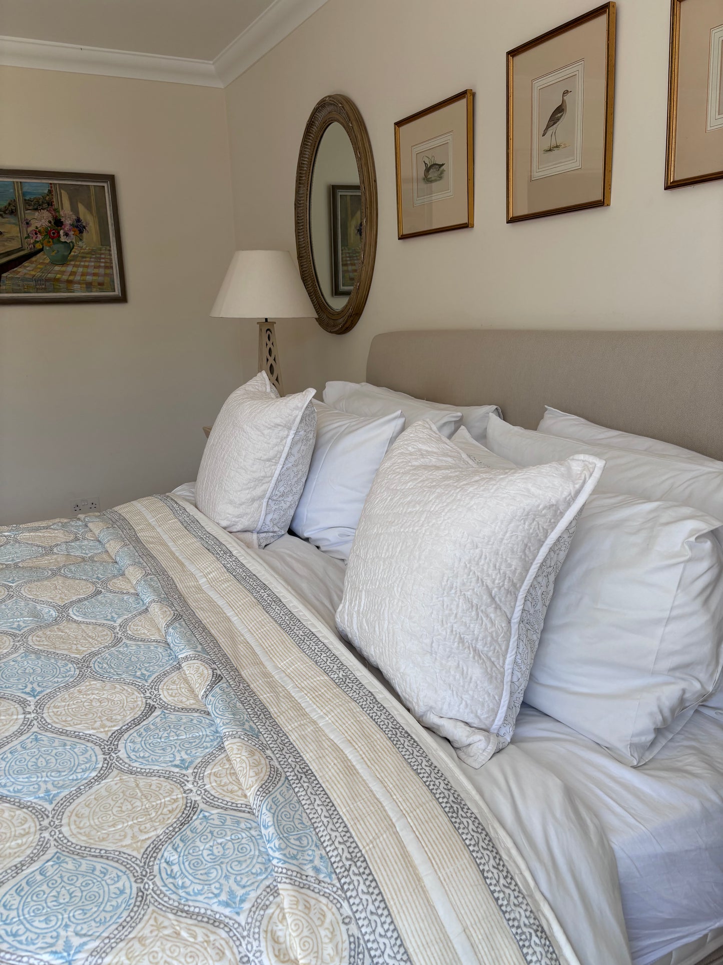 Yellow and Blue Teardrop Bedspread