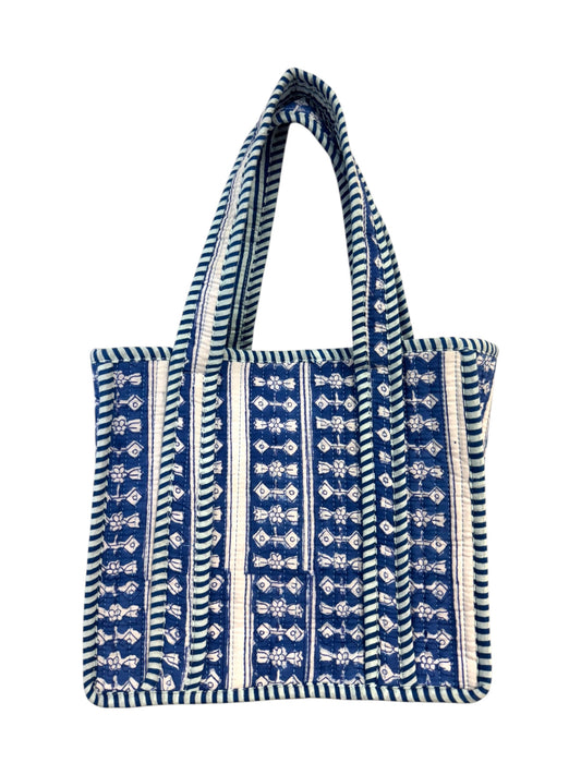 Mini 'Blue Provence' Block Print Tote Bag