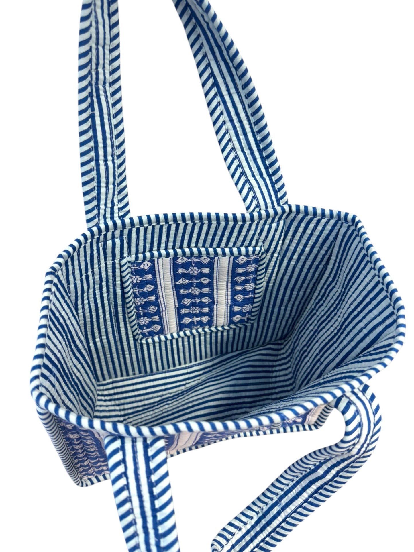 Mini 'Blue Provence' Block Print Tote Bag
