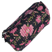 'Black and Pink Floral' Block Printed Sponge Bag/Washbag