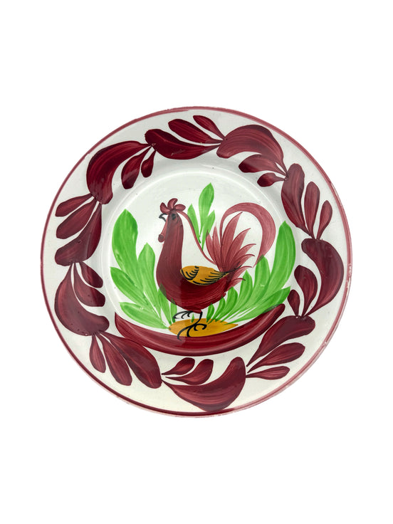 Rooster Hand Painted Luneville Plate