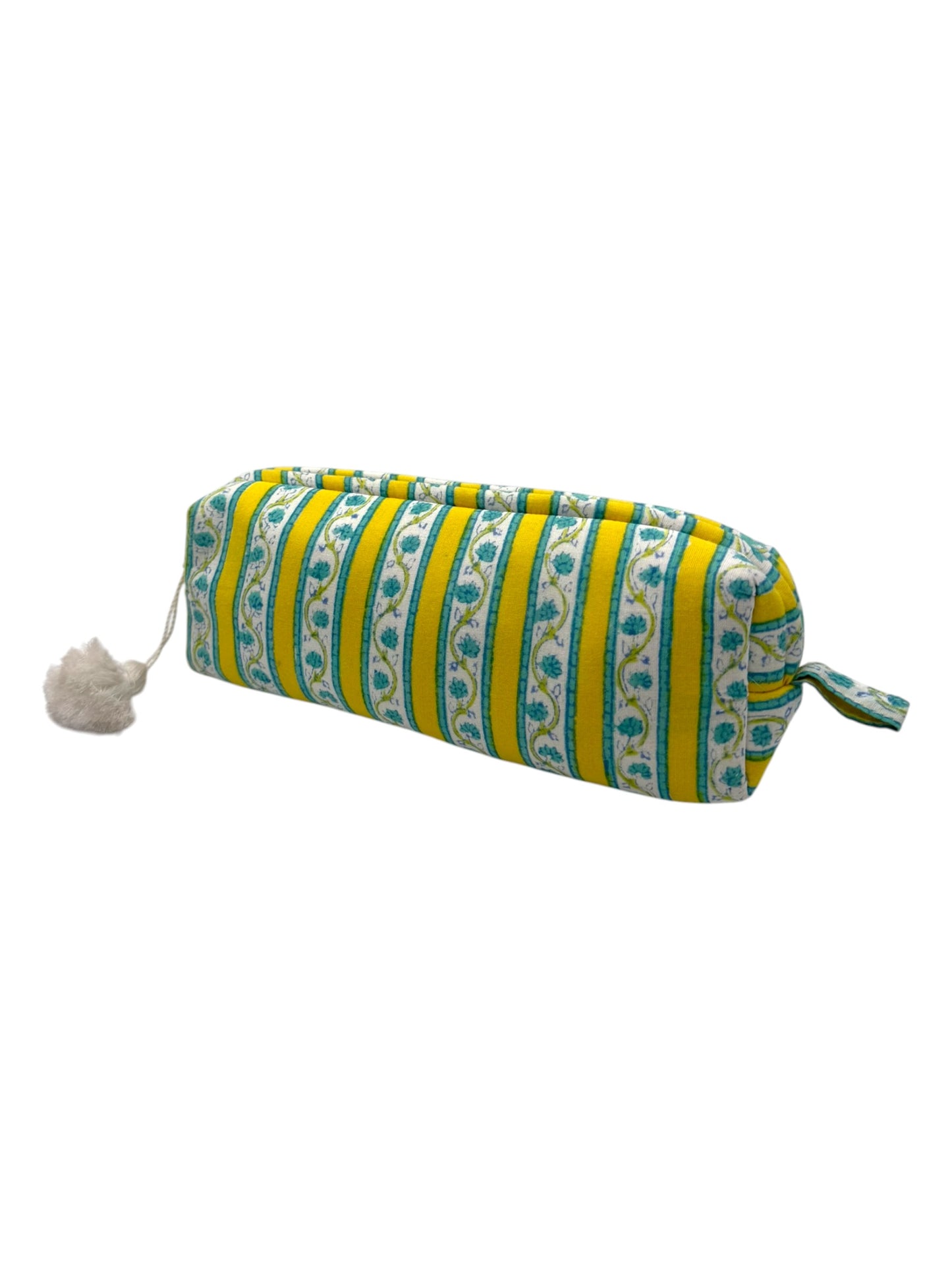 Yellow Stripe Zipped Pencil Case / Brush Case