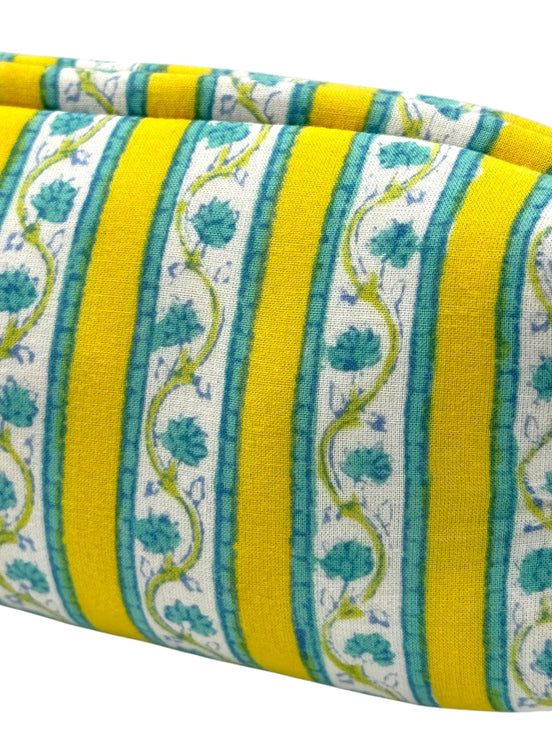 Yellow Stripe Zipped Pencil Case / Brush Case