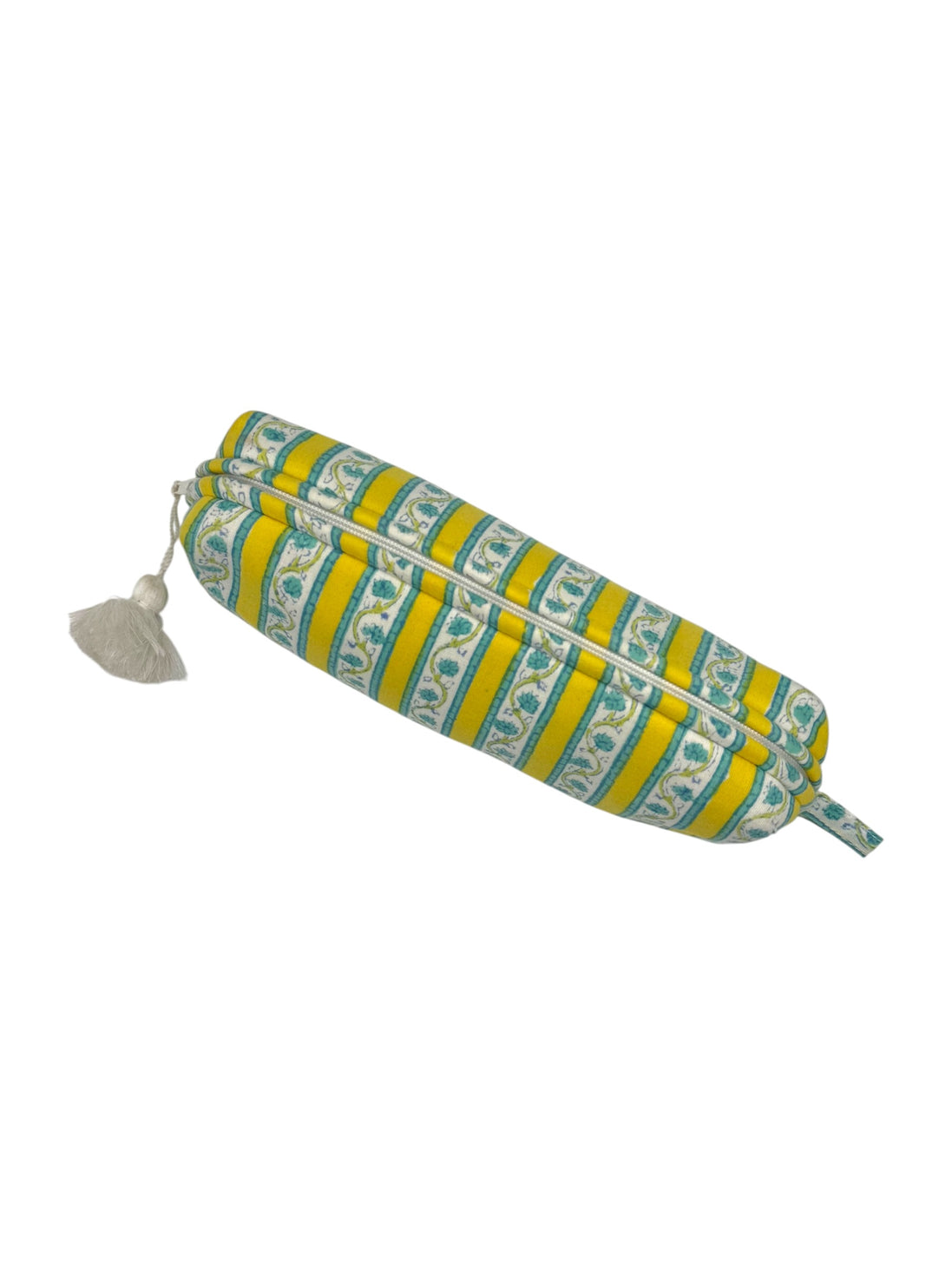 Yellow Stripe Zipped Pencil Case / Brush Case