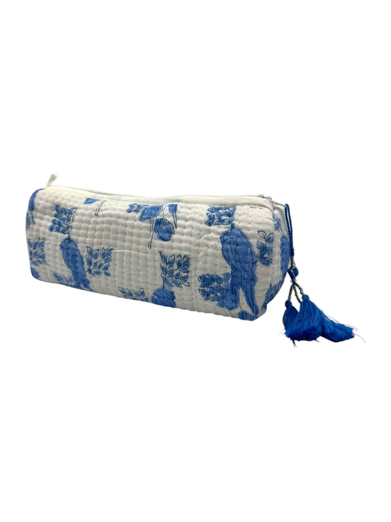 Blue Parrot Zipped Pencil Case/ Brush Case