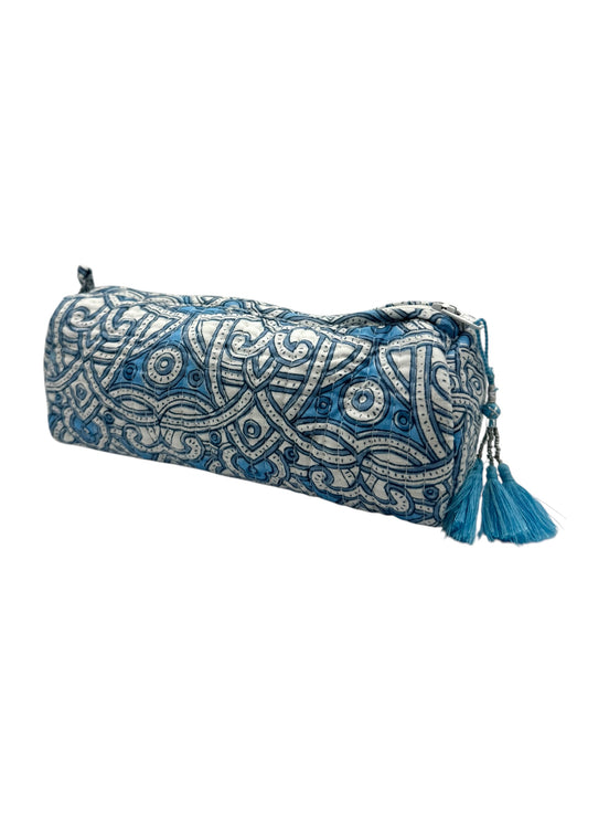 Blue & White Shield Zipped Pencil Case/ Brush Case