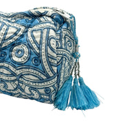 Blue & White Shield Zipped Pencil Case/ Brush Case