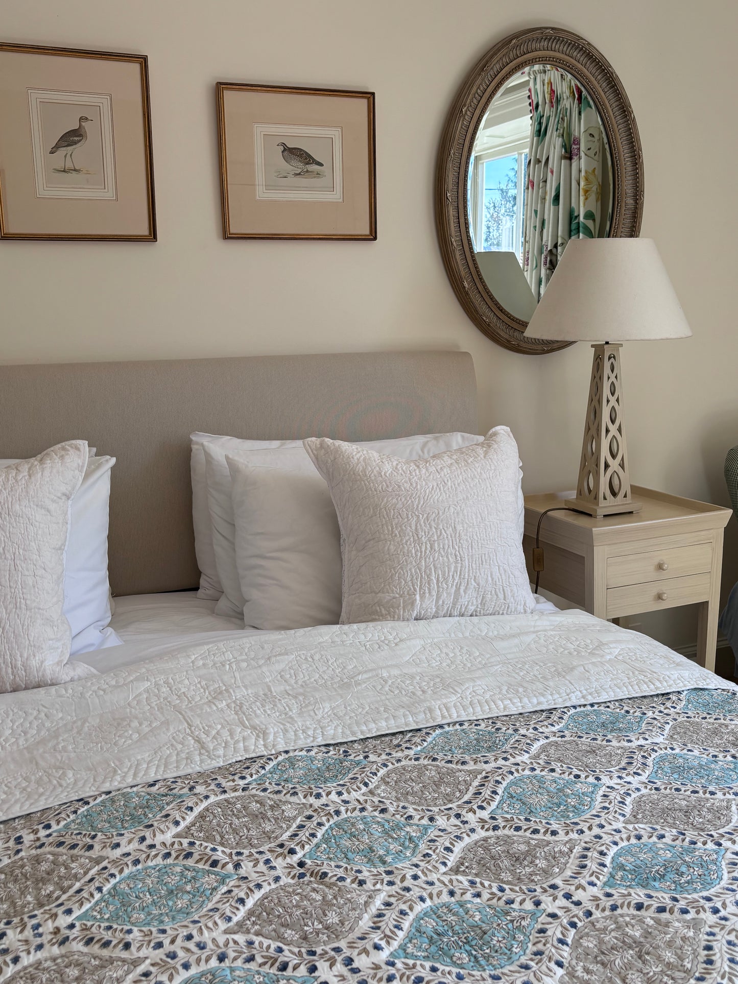 Turquoise and Taupe Teardrop Bedspread