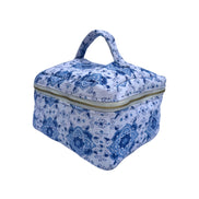 Moroccan Blue Block Printed Vanity Case / Cosmetic Case